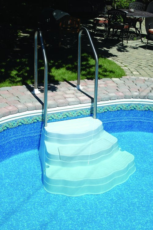 The Oasis Inground Pool Step PVC Handrails