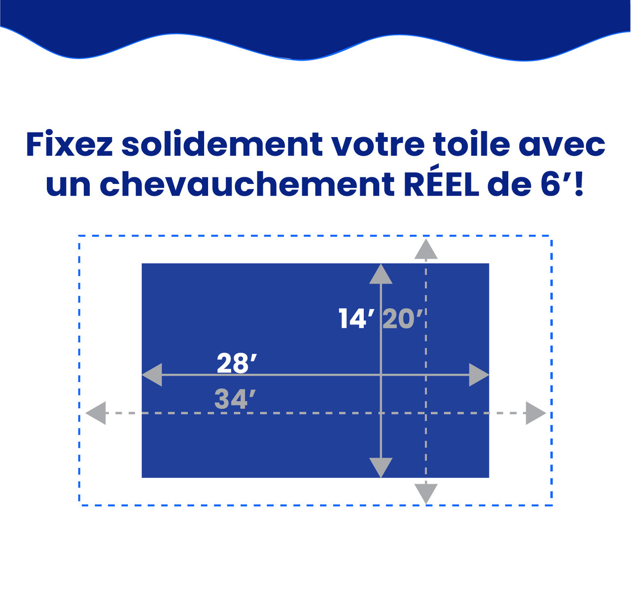 Toile d’hiver rectangulaire Elite Pro-Shield de 14'x 28' pour piscine