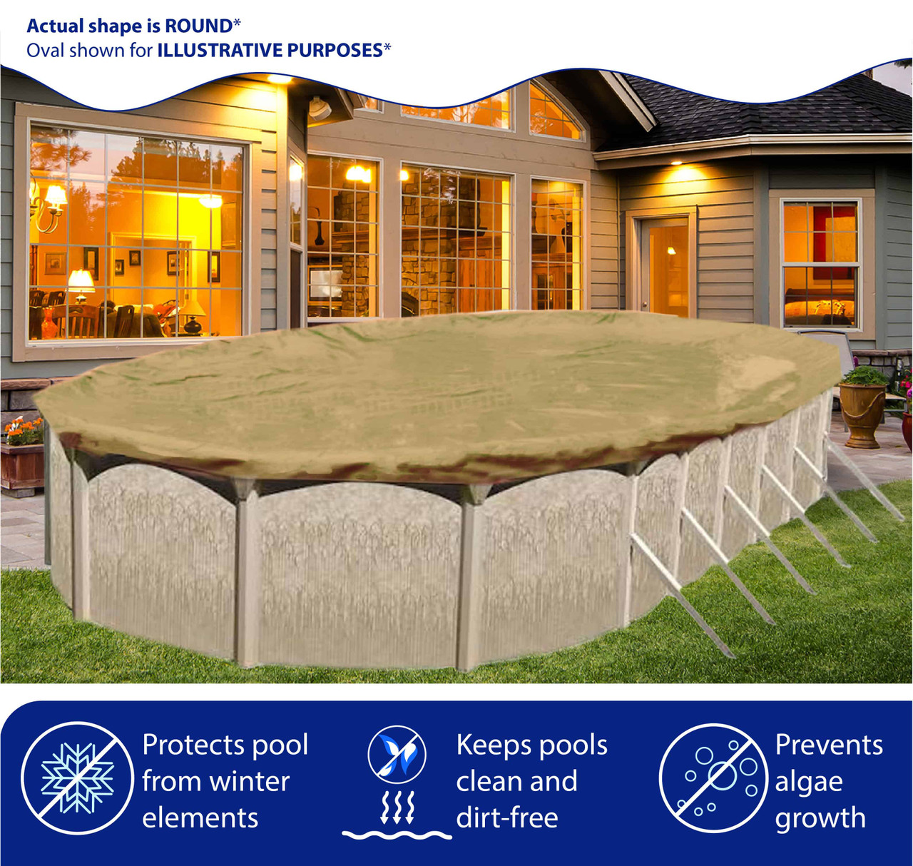 30' Premium Tan Round Winter Above-Ground Pool Cover