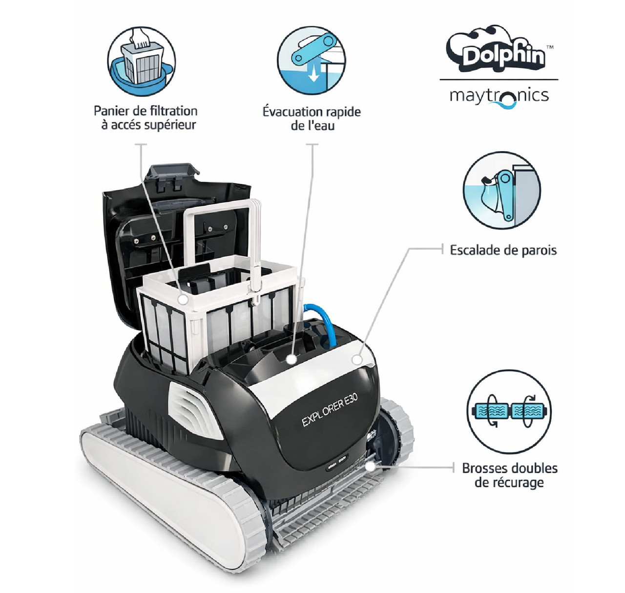 Robot nettoyeur de piscine Dolphin E30