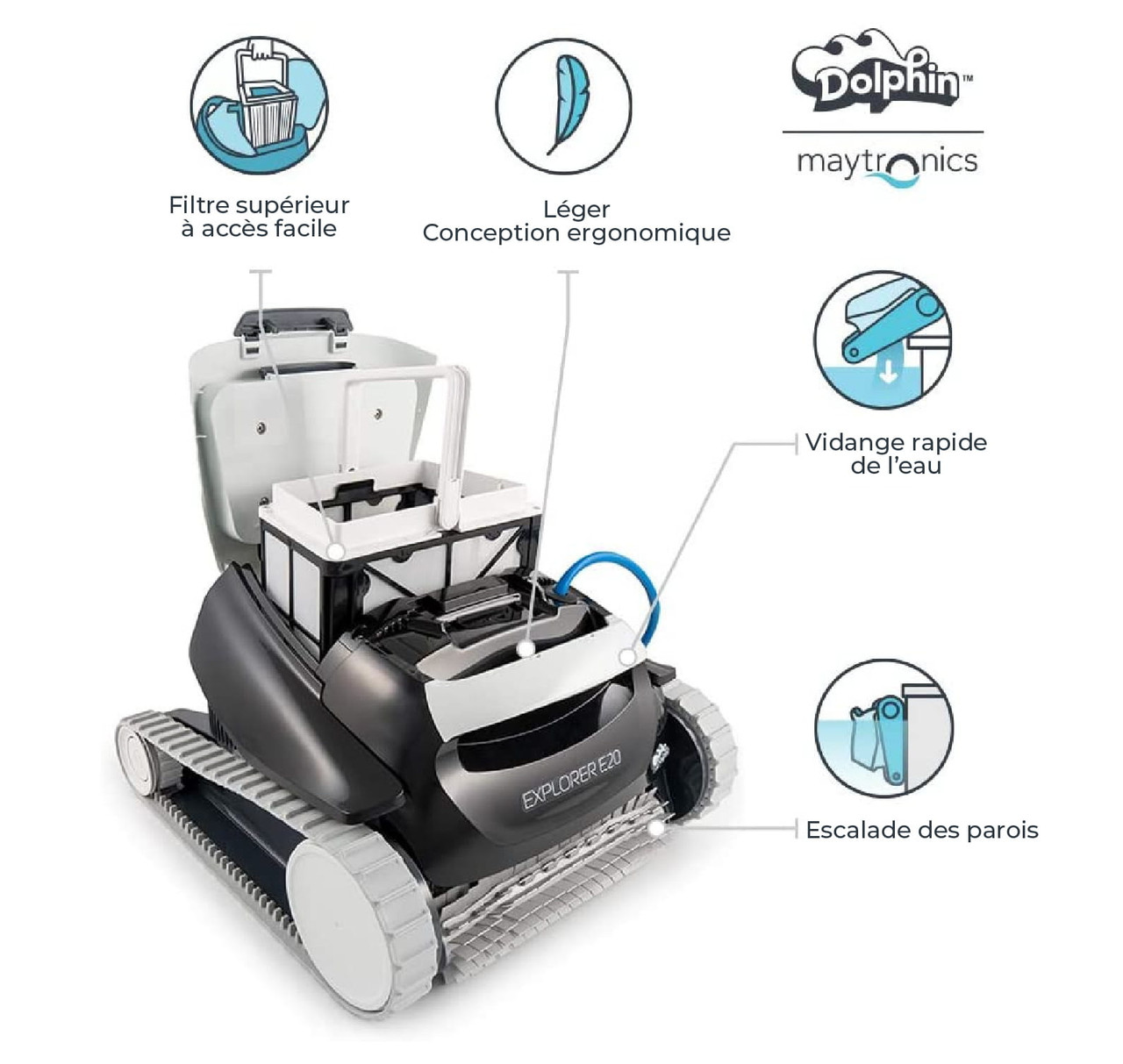Nettoyeur de piscine robotisé Dolphin E20