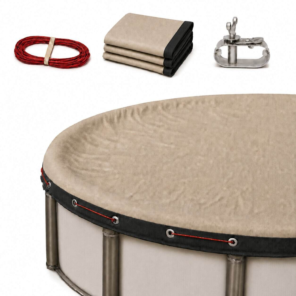 12' Premium Tan Round Winter Above-Ground Pool Cover