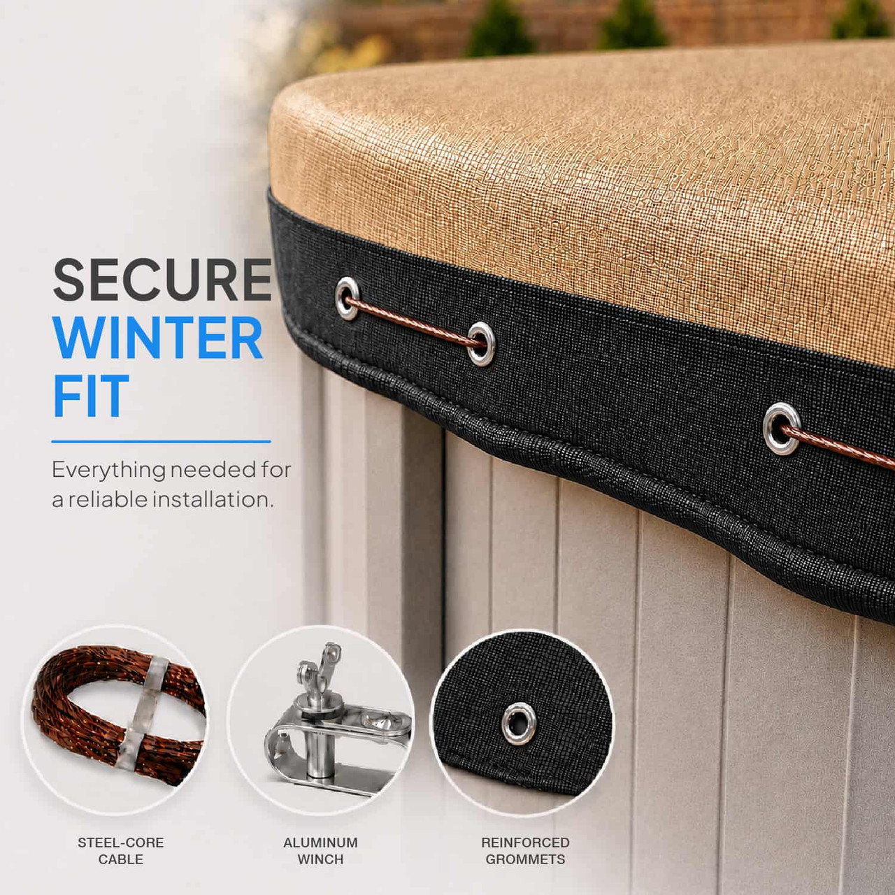 12' Premium Tan Round Winter Above-Ground Pool Cover