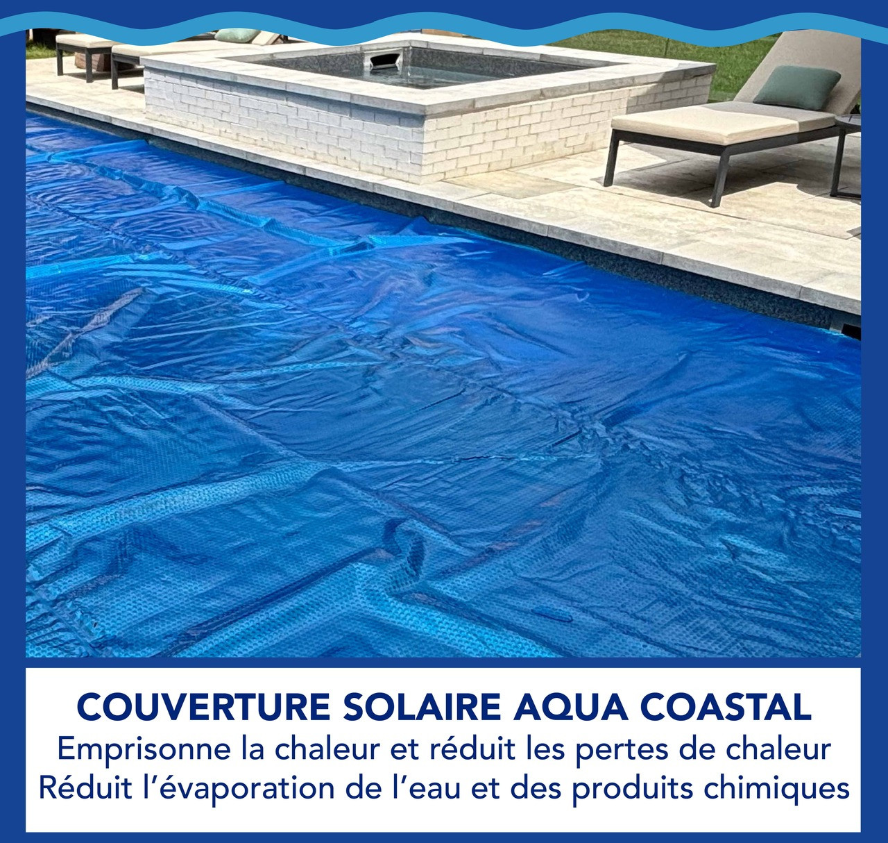Couverture solaire ronde Premium bleue 15'