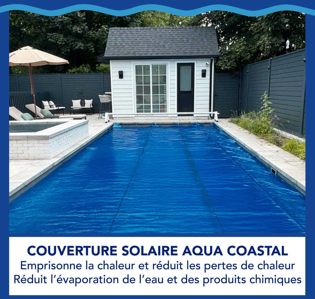Couverture solaire ronde Premium bleue 18'
