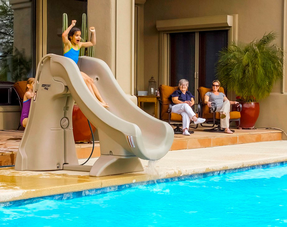 S.R. Smith SlideAway Safe Removable Inground Pool Slide (Taupe)