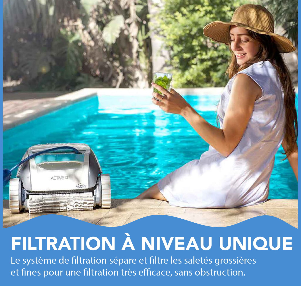 Boîte Ouverte - Nettoyeur robotisé de piscine hors sol Maytronics Dolphin Active 10