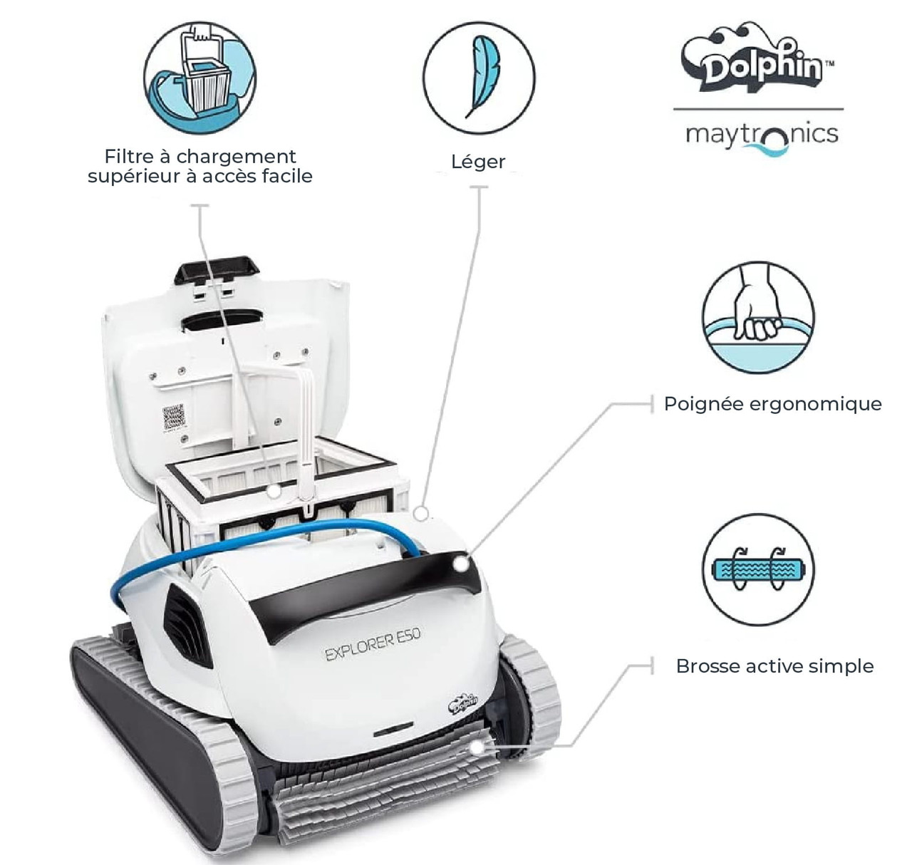 Boîte Ouverte - Nettoyeur de piscine robotisé Dolphin E50