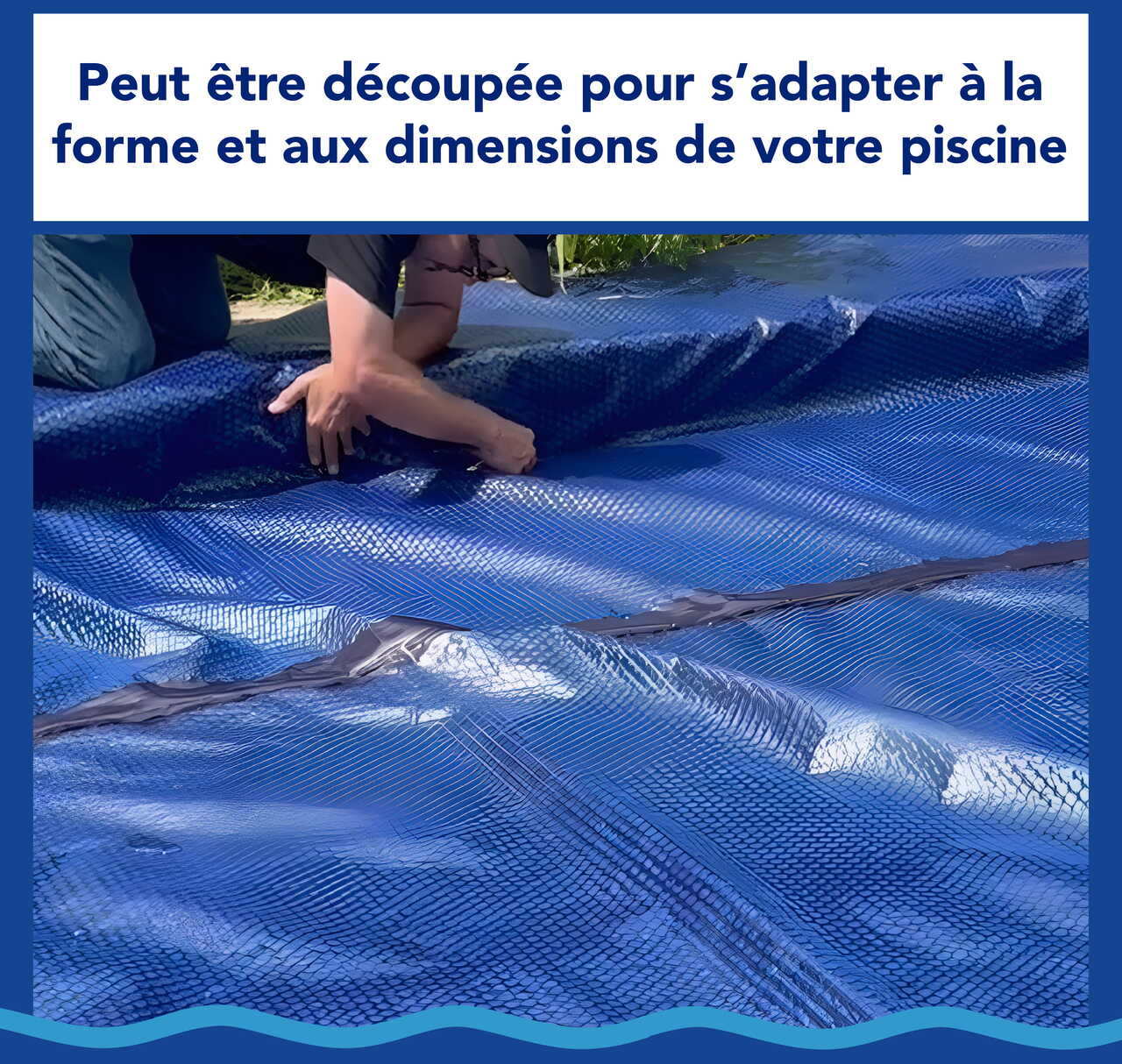 Couverture solaire ovale Premium noire et bleue 16' x 32', 8 mils