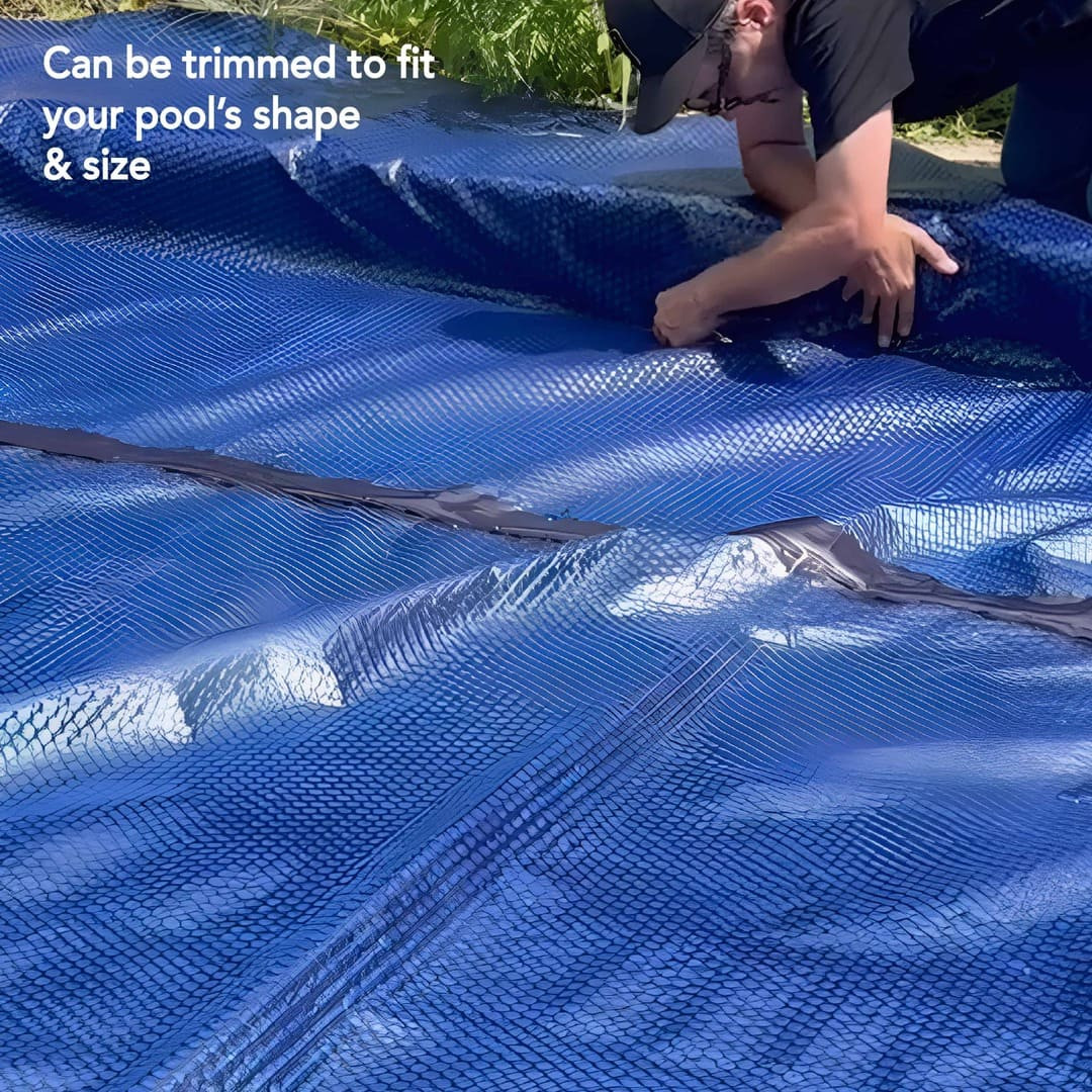 16' x 32' Oval Premium Black and Blue Solar Blanket, 8 mil
