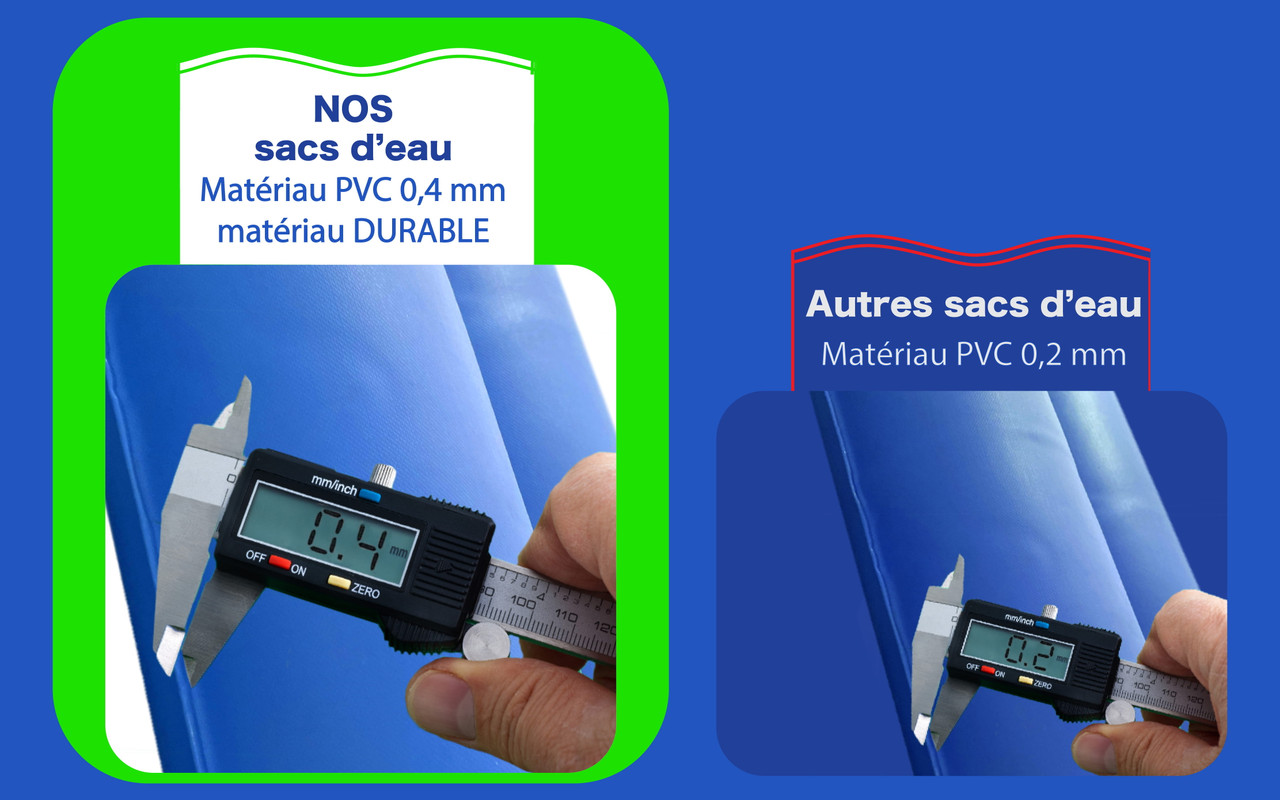 Sac d’eau robuste 10', à double chambre avec bouchon à vis