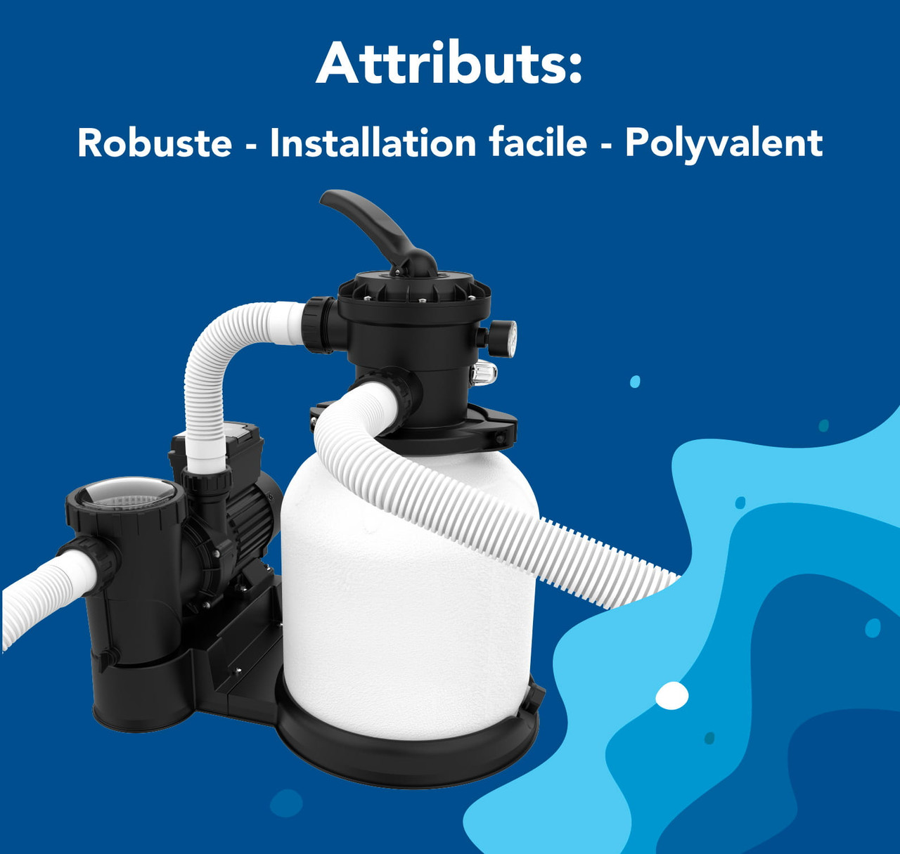 Filtre au sable Aqua Coastal 16" / pompe 0,75 HP, système pour piscine hors terre