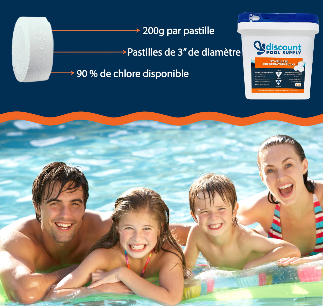 Discount Pool Supply - Pastilles de chlore 3" x 6KG