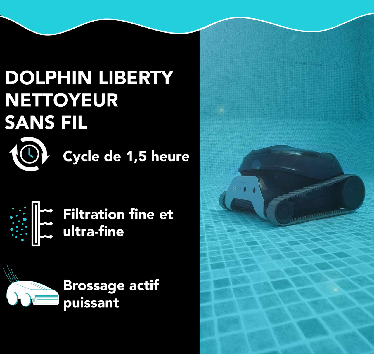 Nettoyeur de piscine robotisé sans fil Dolphin Liberty 400