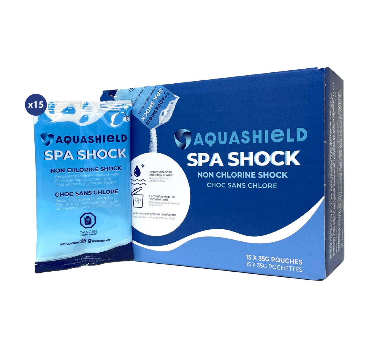 Aqua Spa Shock Pouches, 525g (15 Pack x 35g Each)