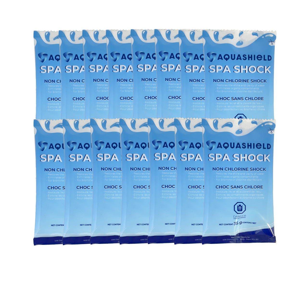 Aqua Spa Shock Pouches, 525g (15 Pack x 35g Each)