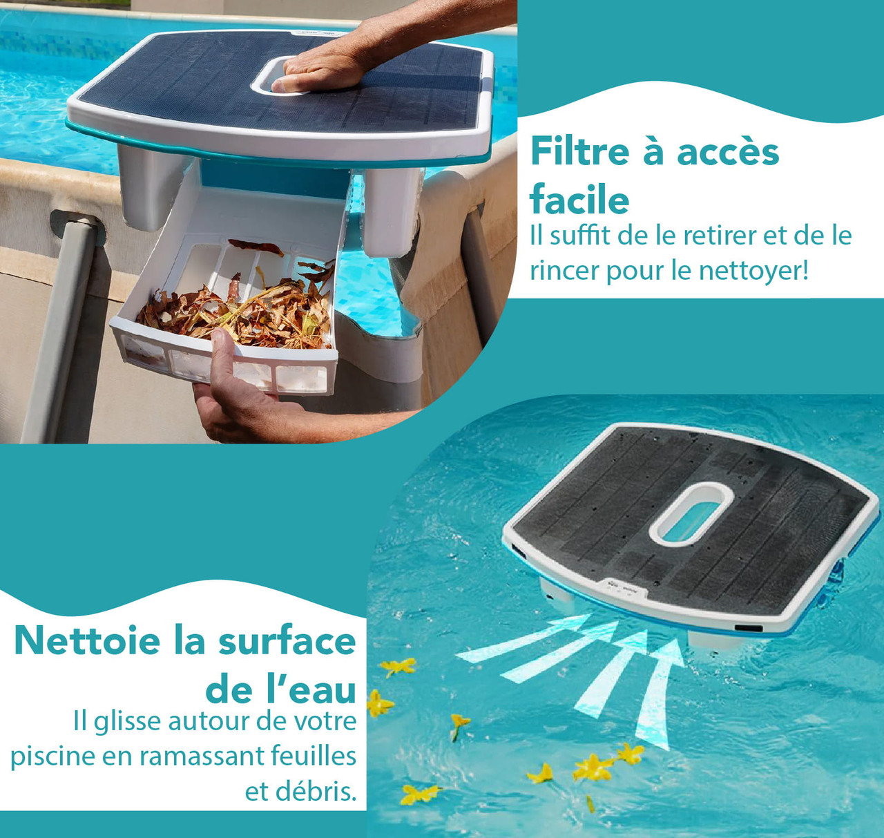 Écumoire de piscine robotisée à énergie solaire Dolphin Skimmi