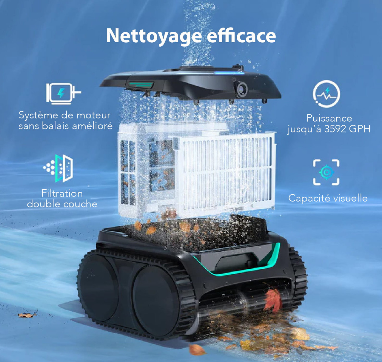 WYBOT C2 Vision — Nettoyeur de piscine robotisé sans fil