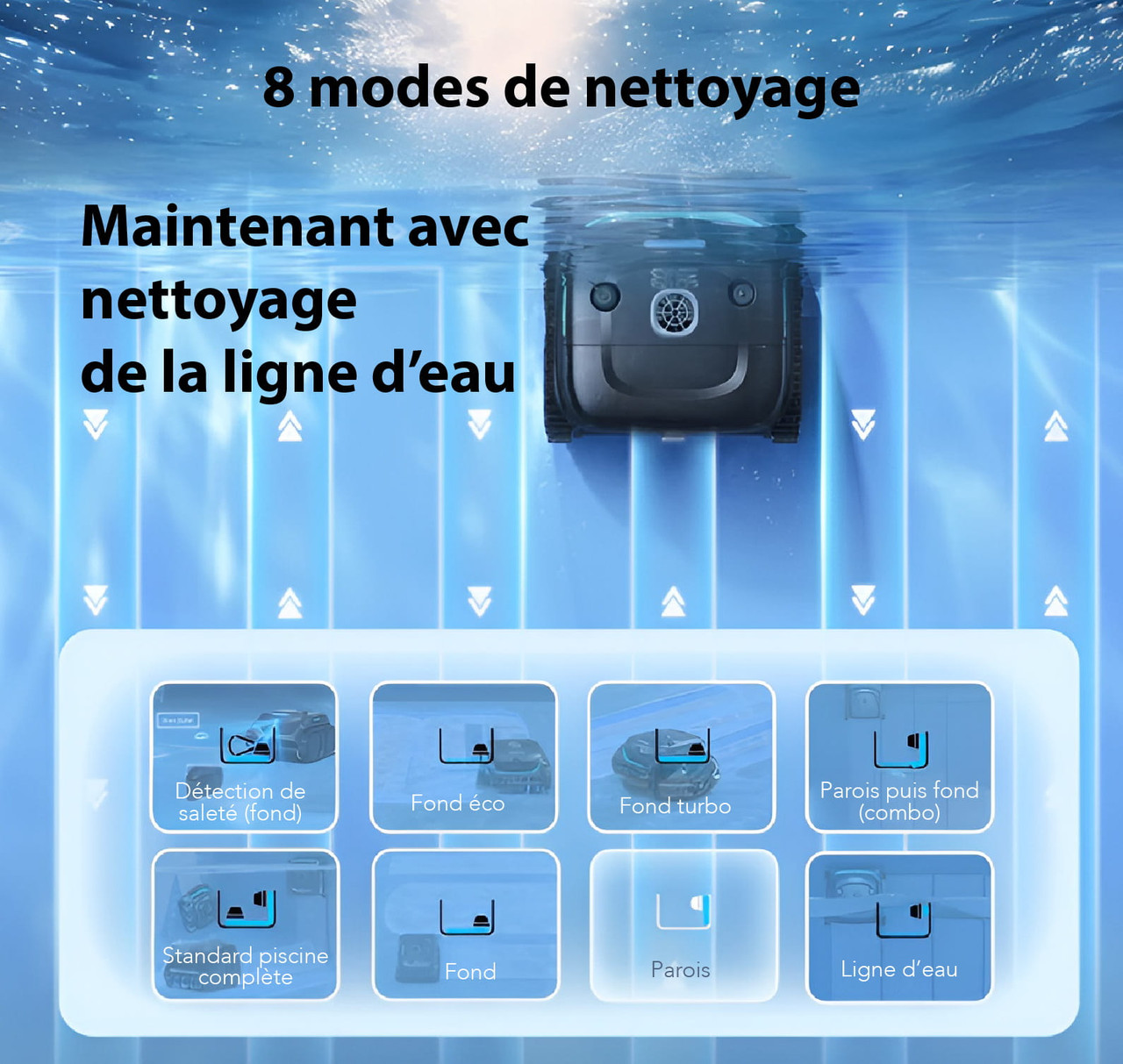 WYBOT C2 Vision — Nettoyeur de piscine robotisé sans fil