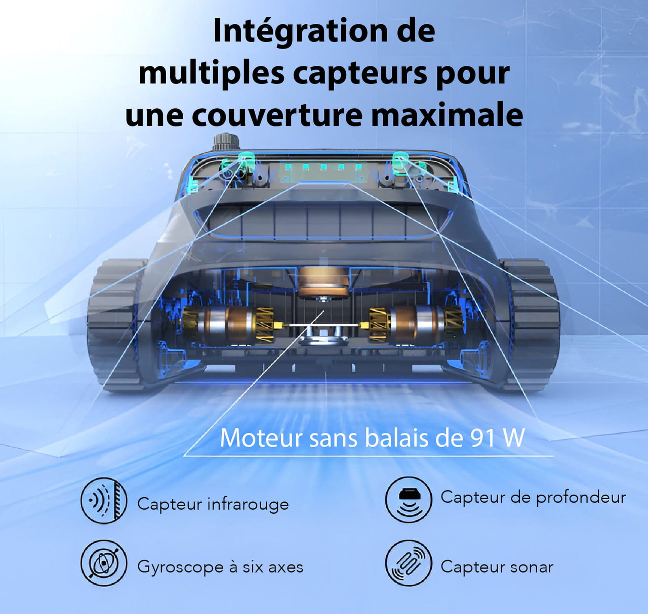 Nettoyeur de piscine robotisé sans fil haut de gamme WYBOT S2