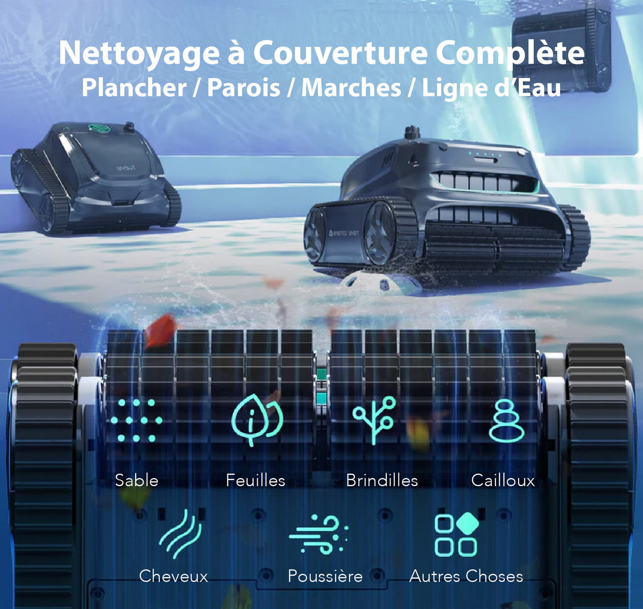 Nettoyeur de piscine robotisé sans fil haut de gamme WYBOT S2