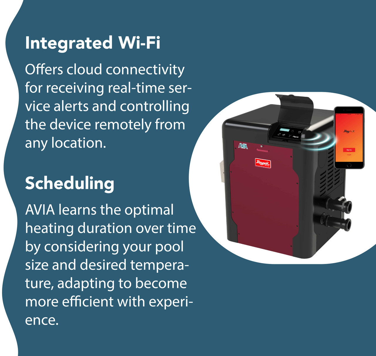 Raypak Avia HD w/ Nitek, 264A Electronic Low NOx Natural Gas Heater