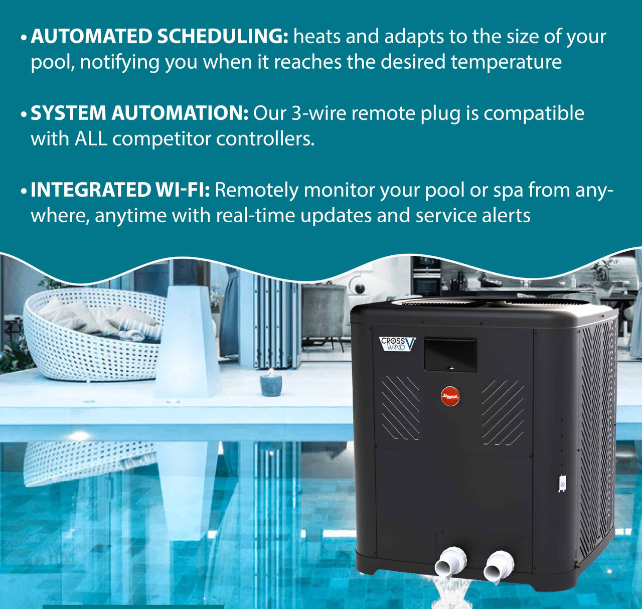 Raypak Crosswind V 119,000 BTU Heat Pump, Titanium Exchanger