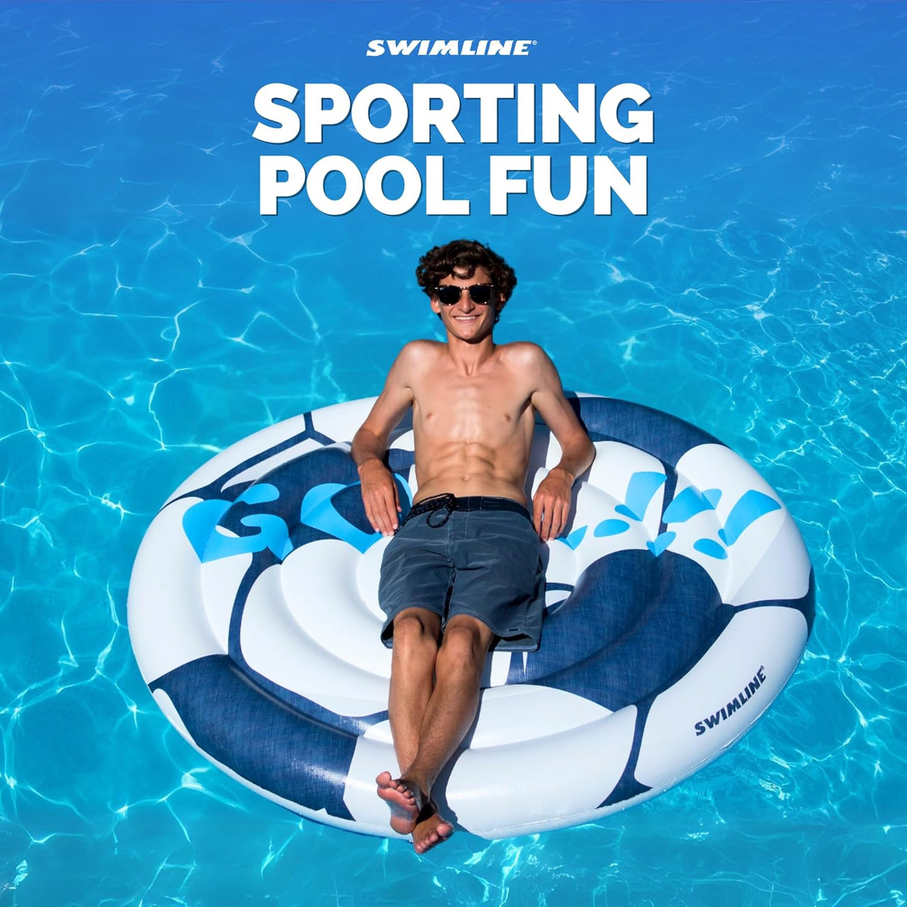 Soccerball Island Pool Inflatable Ride-on, White, 60"