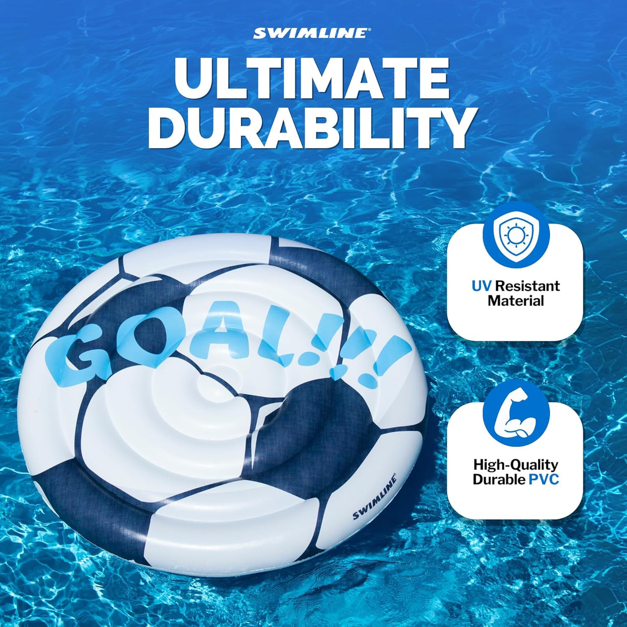 Soccerball Island Pool Inflatable Ride-on, White, 60"