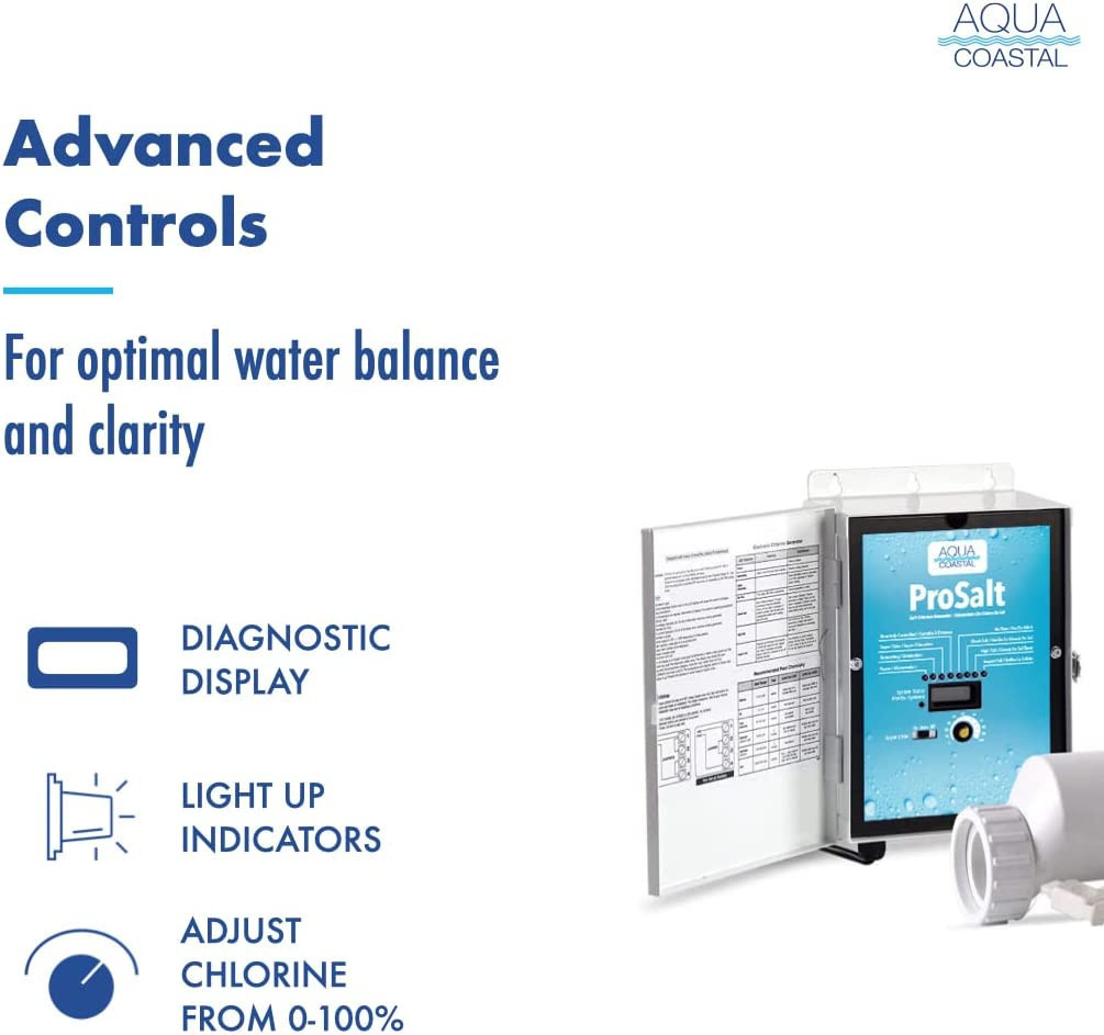OPEN BOX Aqua Coastal ProSalt Above Ground Salt Generator w/ 5' Plug, 15K Cell