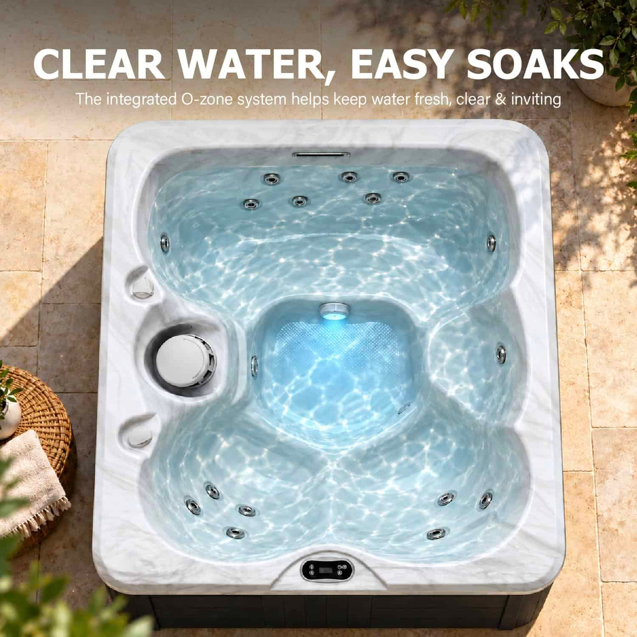 Aqua Coastal, Zen, 32" Height, Silver Marble