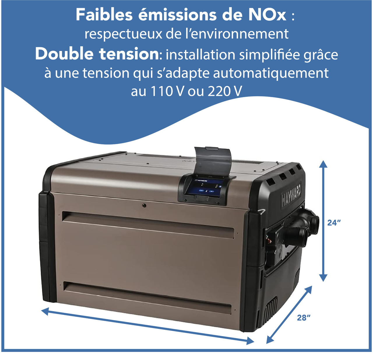 Chauffe-eau au gaz naturel Hayward Universal H-Series 250 000 BTU à faibles émissions de NOx pour piscine