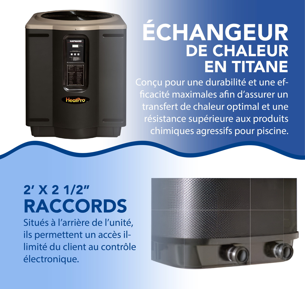 Pompe à chaleur Hayward HeatPro 95 000 BTU pour piscine creusée