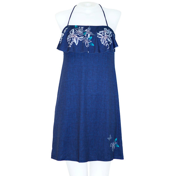Batik Linen Flounce Front Short Dress