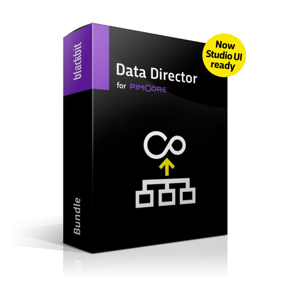 Blackbit Data Director for Pimcore, version 4 with Pimcore Studio UI support – bundle packaging with the note "Now Studio UI ready"