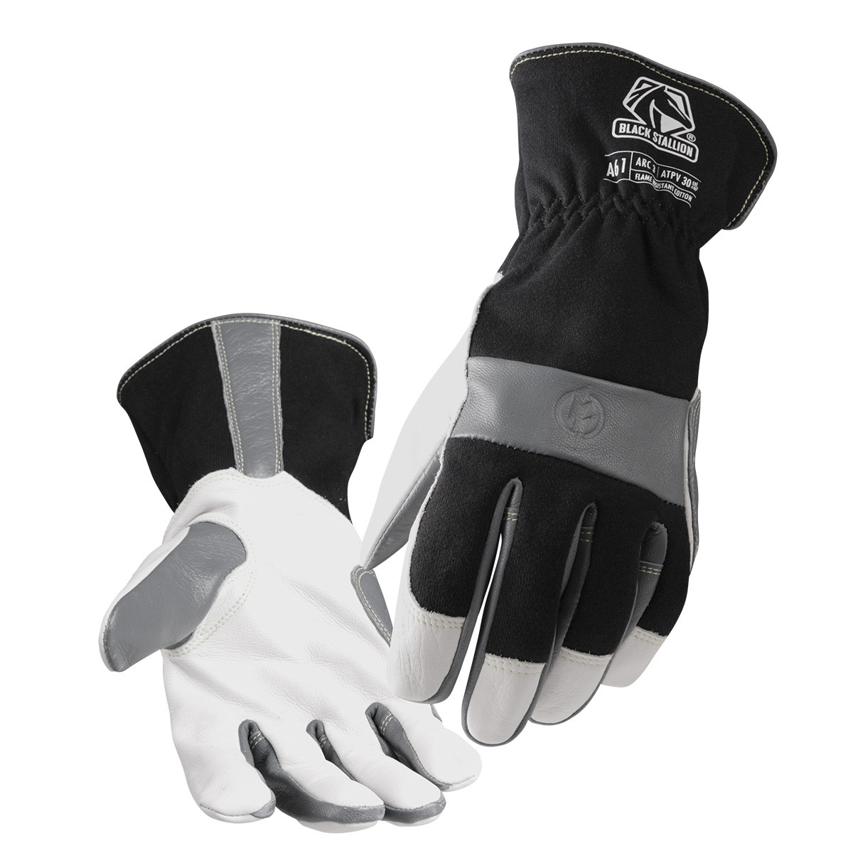 HAND OUT 防水ミトン ホワイト/ブラック　XLサイズ Cowhide Utility Work Glove A61 | Black Stallion