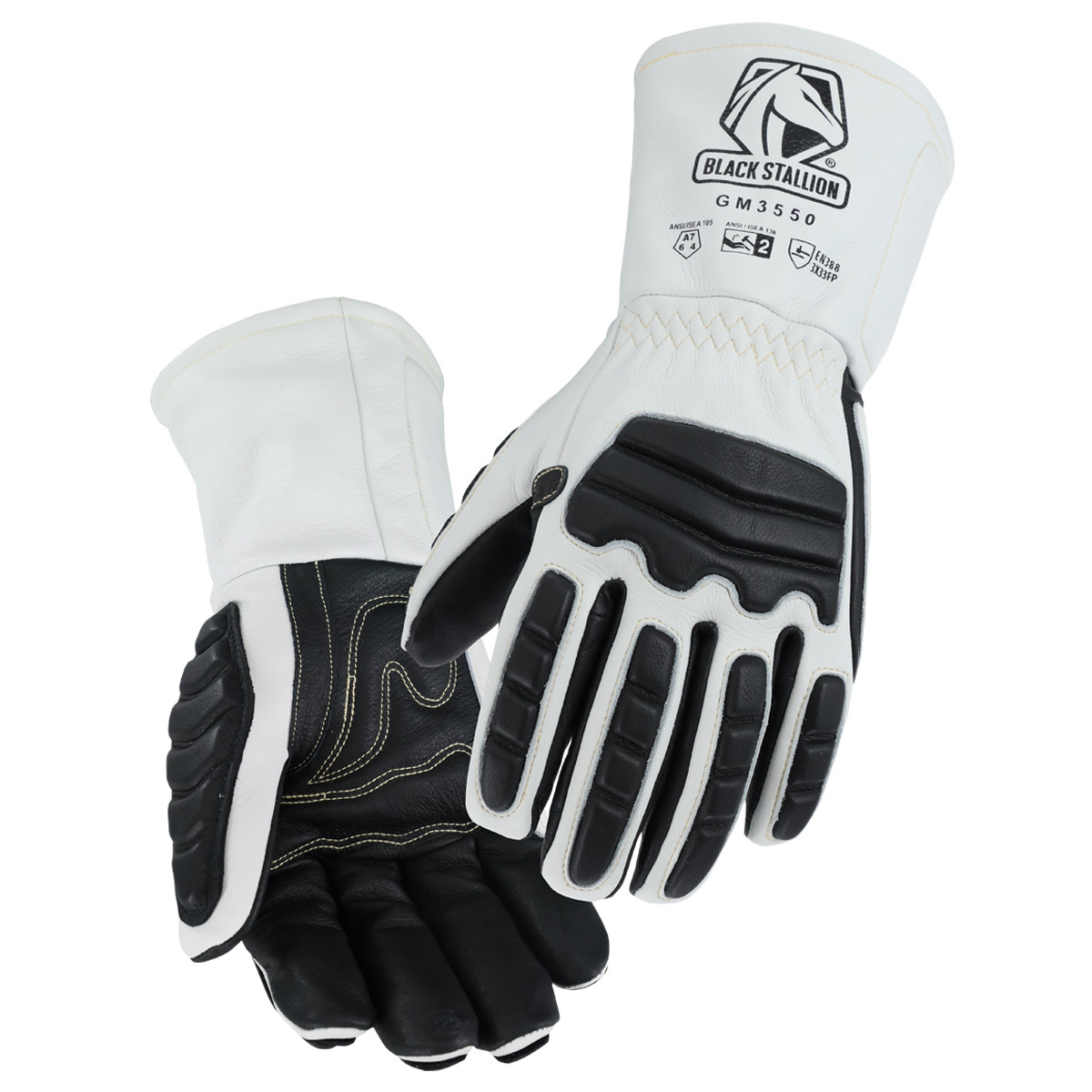 Cowhide MIG Welding Glove GM3550-BW | Black Stallion