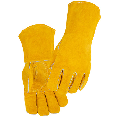 Economy Split Cowhide Stick Glove with Palm Guard, Gold