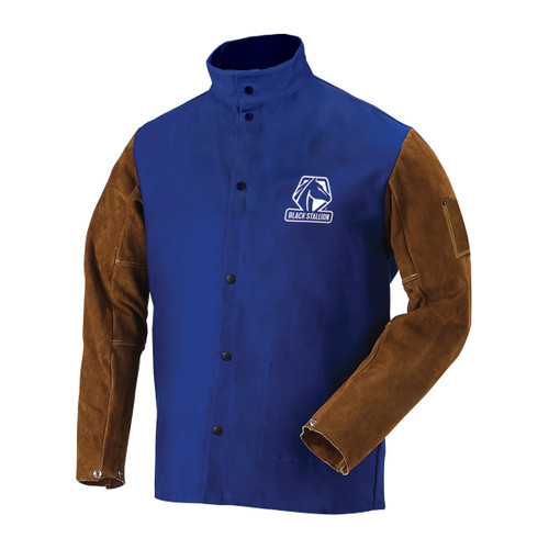 FR Cotton & Split Cowhide Hybrid Welding Jacket, Royal Blue