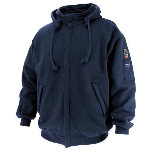 12. oz. AR/FR Cotton Full-Zip Hooded Sweatshirt, Navy