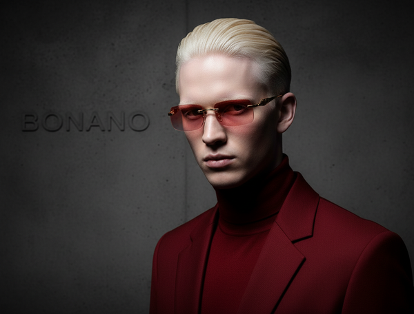 Bonano Calabria Gold Sunglasses Frame Blood Red Lenses