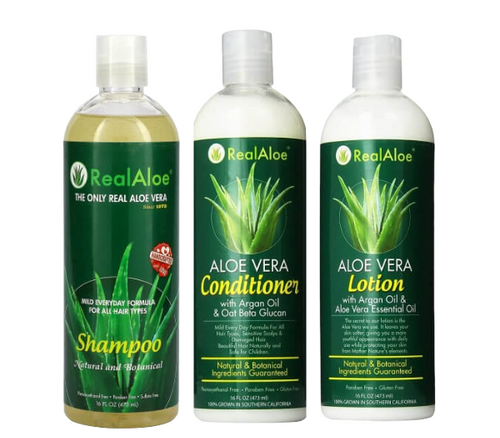 Real Aloe Vera | Shampoo, Conditioner & Lotion 