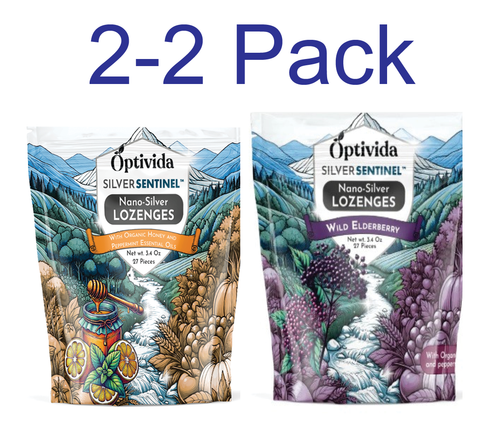 Nano Silver Lozenges Variety Pack | 2 Wild Elderberry & 2 Honey & Peppermint