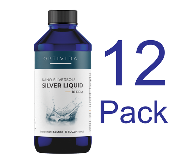Optivida Silver Solution 16 Ounce Bottles.  12 Bottles For One Low Price.