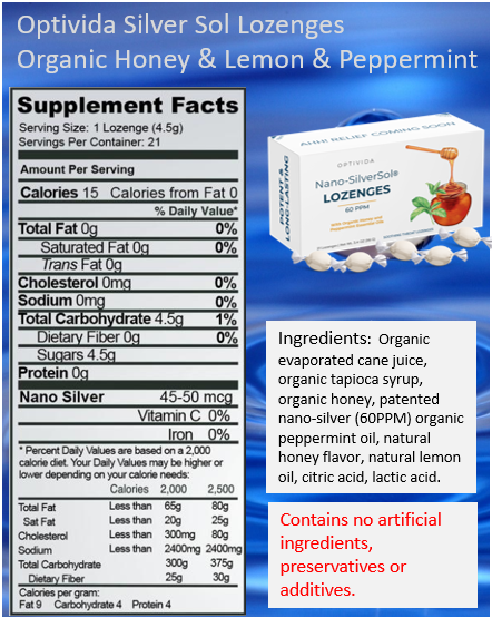 Nutritional Label for Silver Lozenges