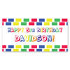 Colorful blocks make this the perfect backdrop for your special someone's birthday celebration. Wish them a colorful, love- filled life on their special day and let them know how much you care. Easy to hang. Waterproof. Free shipping.