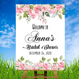 Floral garden party bridal shower welcome sign