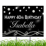 Welcome friends and family to your special event with our personalized diamonds and pearls birthday yard sign. Waterproof. Reusable. Free shipping.