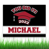 Congratulations 2022 Graduate! Decorate your yard with our personalized graduation yard signs and show your graduate how proud you are of their accomplishments. Comes with easy to install ground stakes. Waterproof. Free shipping.