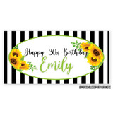 Happy 30th birthday to your birthday Celebrant! Our personalized sunflower theme 30th birthday banners are the perfect way to welcome friends and family to your party. Easy to hang. Free shipping.